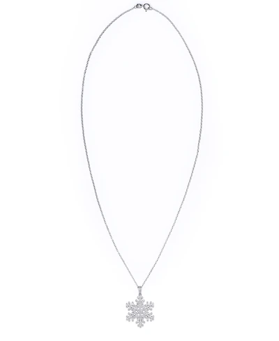Cubic Zirconia Snowflake Pendant Necklace in Silver Plate