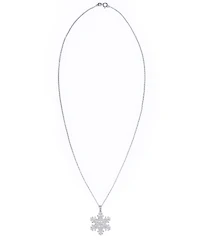 Cubic Zirconia Snowflake Pendant Necklace in Silver Plate