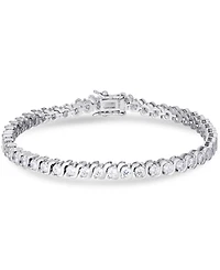 Cubic Zirconia "S" Link Line Bracelet in Silver Plate