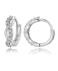 Cubic Zirconia Wrap Huggie Hoop Earrings in Sterling Silver