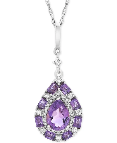 Multi-Gemstone Teardrop 18" Pendant Necklace (1 ct. t.w.) in Sterling Silver