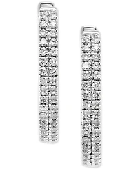 Effy Diamond Small Double Row Hoop Earrings (1/5 ct. t.w.) in Sterling Silver or 14k Gold-Plated Sterling Silver