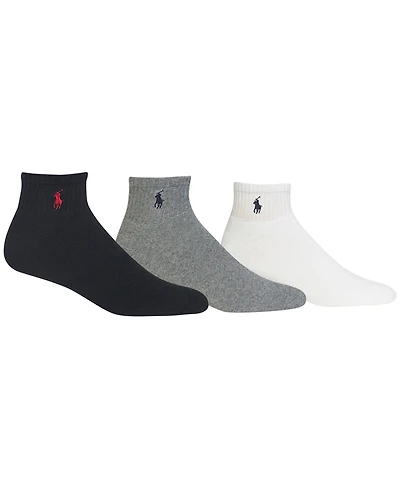 Polo Ralph Lauren Men's Socks, Extended Size Classic Athletic Quarter 3 Pack