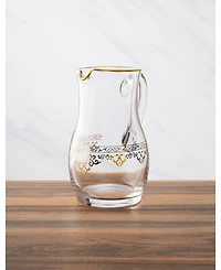 Classic Touch Glass Water Pitcher with Rich Gold-Tone Design