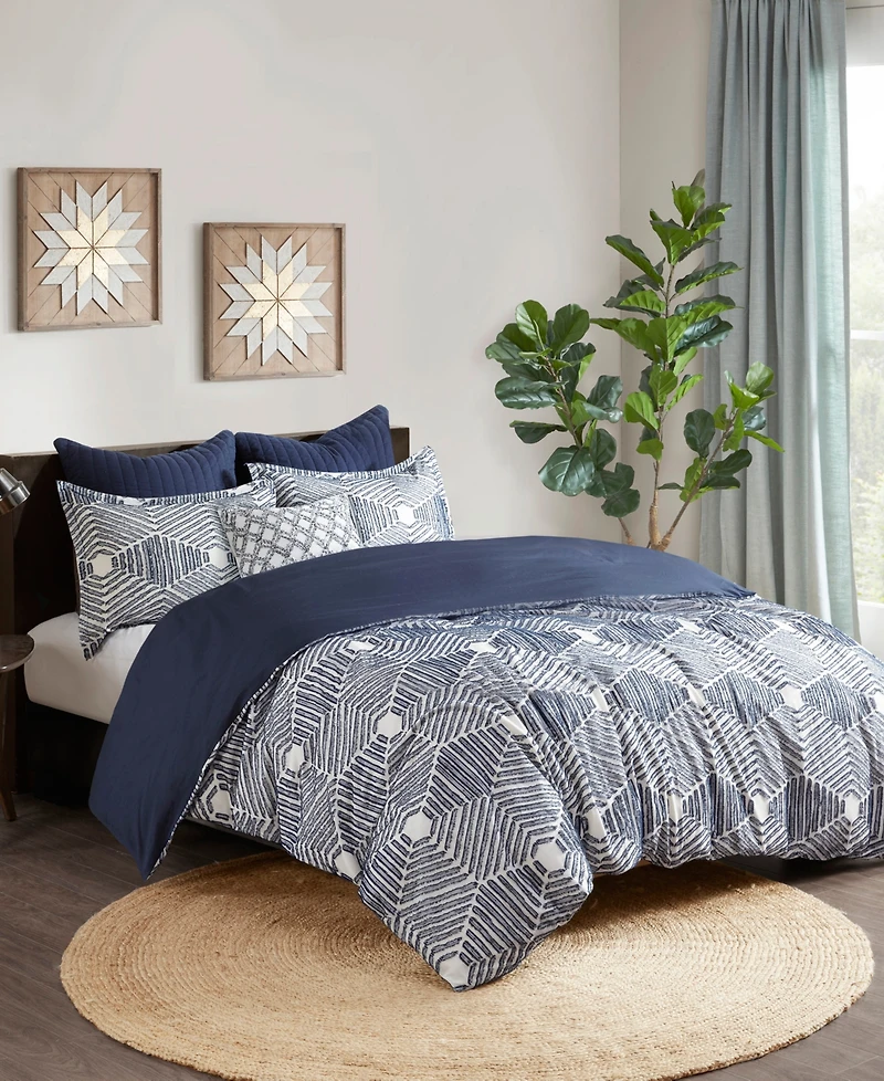 Ink+Ivy Ellipse Jacquard Cotton 3-Pc. Duvet Cover Set