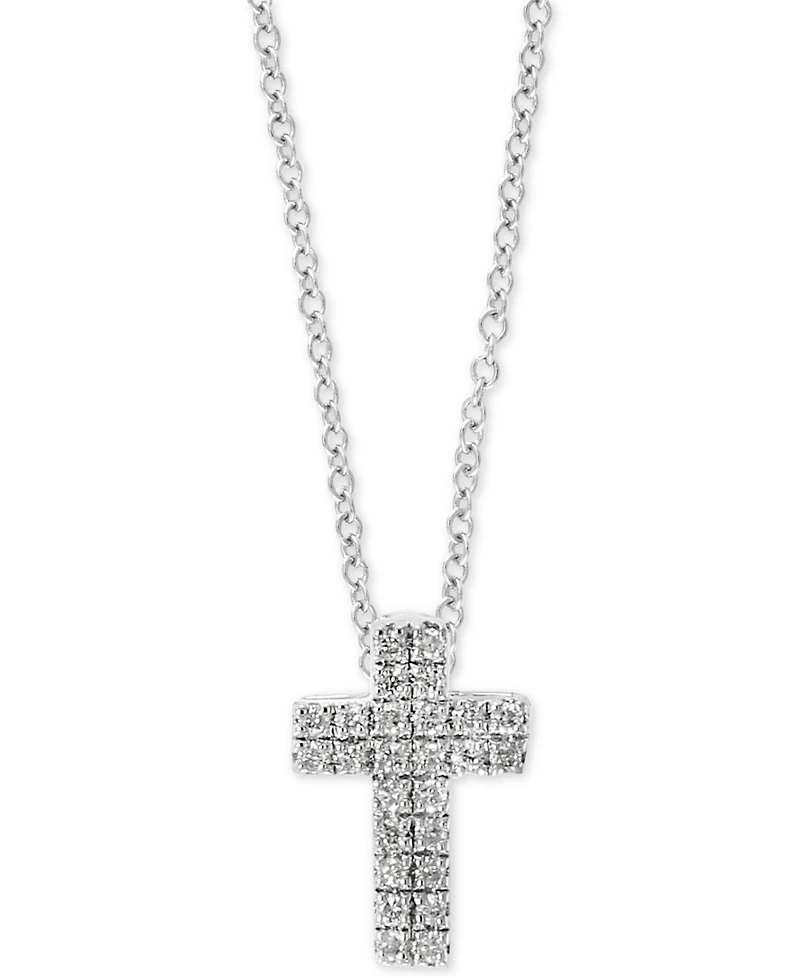 Effy Diamond Pave Cross 18" Pendant Necklace (1/20 ct. t.w.) in Sterling Silver or 14k Gold-Plated Sterling Silver