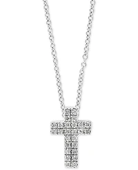 Effy Diamond Pave Cross 18" Pendant Necklace (1/20 ct. t.w.) in Sterling Silver or 14k Gold-Plated Sterling Silver