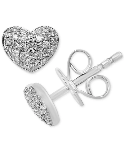 Effy Diamond Pave Heart Stud Earrings (1/5 ct. t.w.) in Sterling Silver or 14k Gold-Plated Sterling Silver