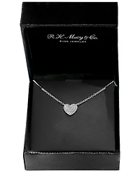 Effy Diamond Pave Heart 18" Pendant Necklace (1/8 ct. t.w.) in Sterling Silver or 14k Gold-Plated Sterling Silver