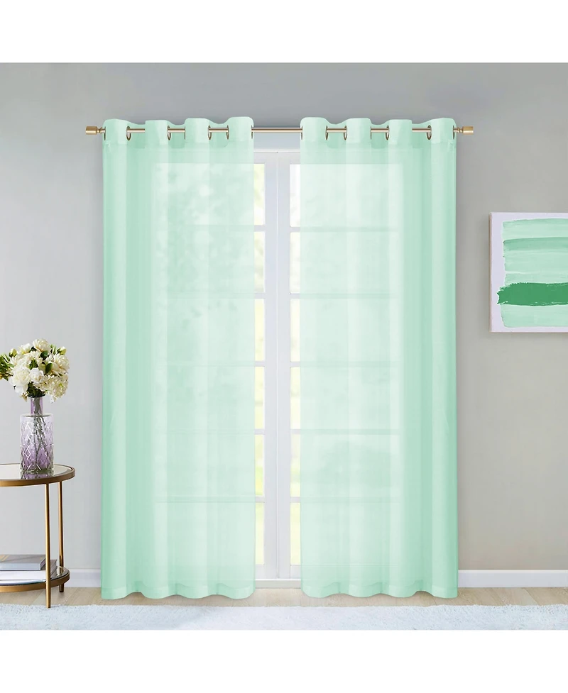 Dainty Home Malibu Linen Look Sheer Grommet Window Panel, 110" x 84"