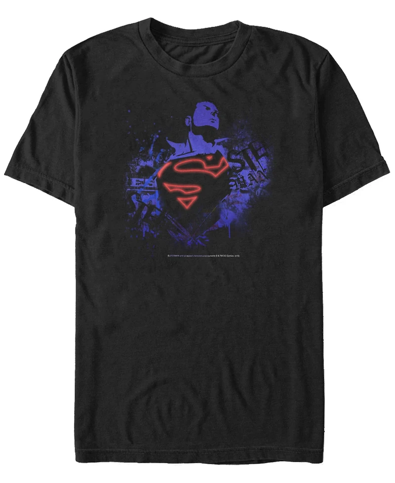 Fifth Sun Dc Men's Superman Neon Chest Logo Short Sleeve T-Shirt