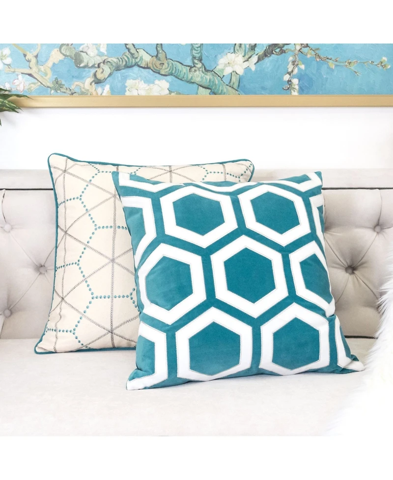 Homey Cozy Sadie Applique Velvet Decorative Pillow, 20" x 20"