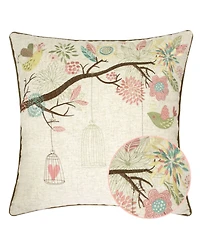 Homey Cozy Lilly Embroidered Linen Decorative Pillow, 20" x 20"