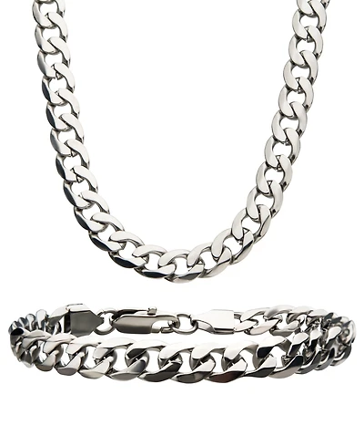 Inox Curb Chain 8" Bracelet and 22" Necklace Set
