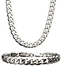 Inox Curb Chain 8" Bracelet and 22" Necklace Set