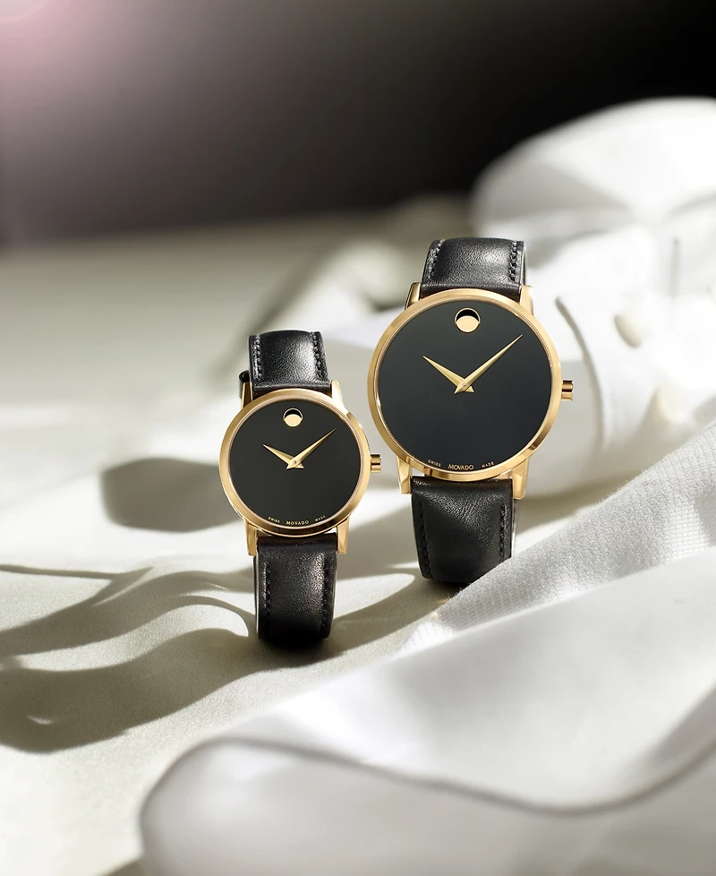 Movado Women's Swiss Museum Classic Black Leather Strap Watch 28mm