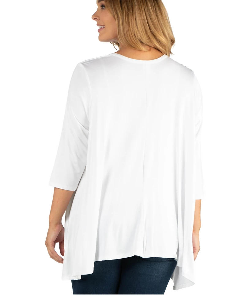 24Seven Comfort Apparel Elbow Length Sleeve Plus Size Open Cardigan