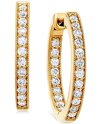 Diamond Small In & Out Hoop Earrings (5/8 ct. t.w.) in 14k Gold, 0.75"