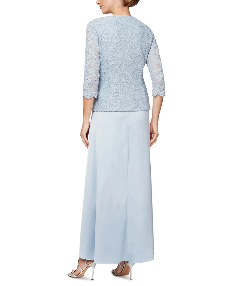 Alex Evenings Lace Jacket & Lace-Top Gown