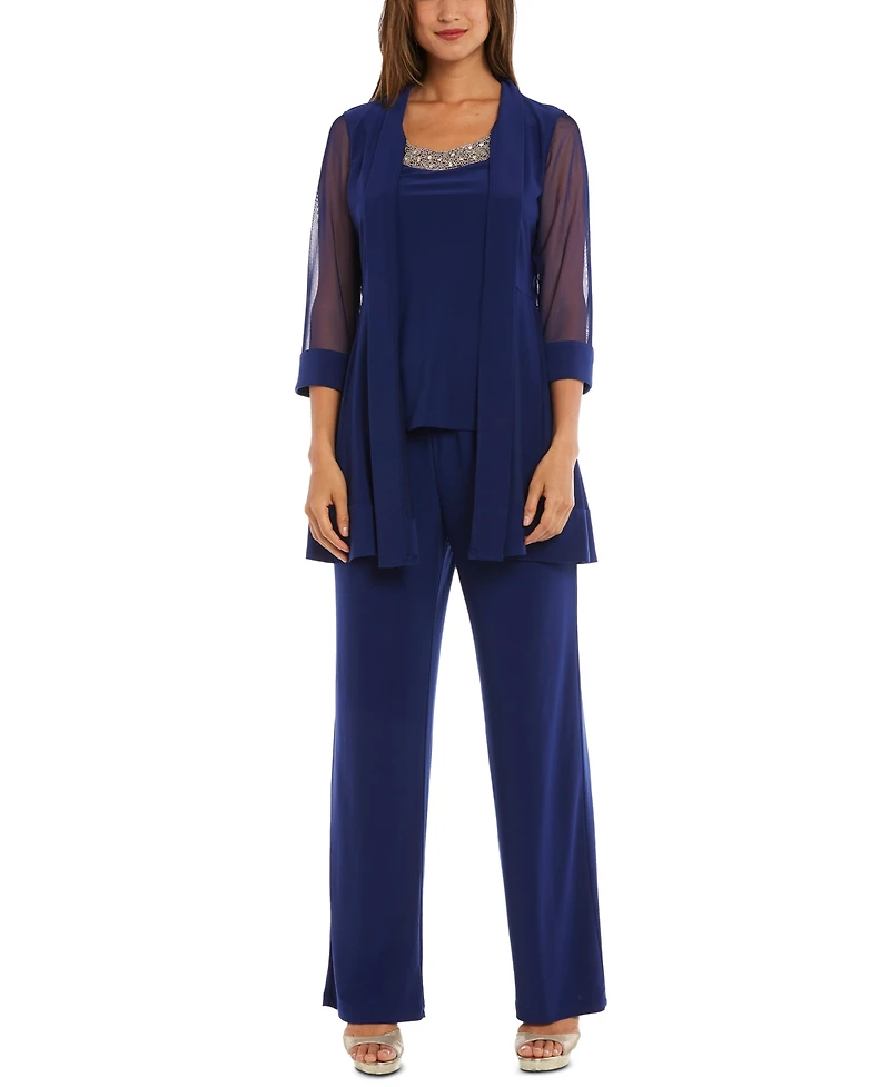 R & M Richards Embellished Layered-Look Pantsuit
