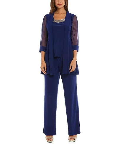 R & M Richards Embellished Layered-Look Pantsuit