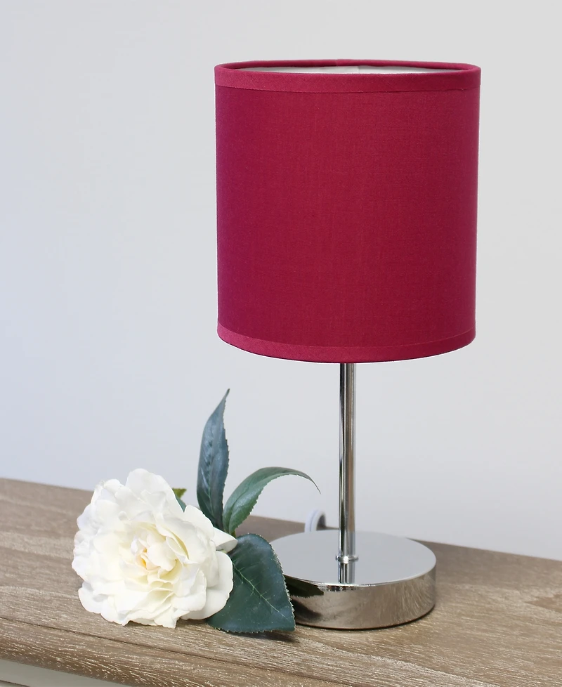 Simple Designs Chrome Mini Basic Table Lamp with Fabric Shade