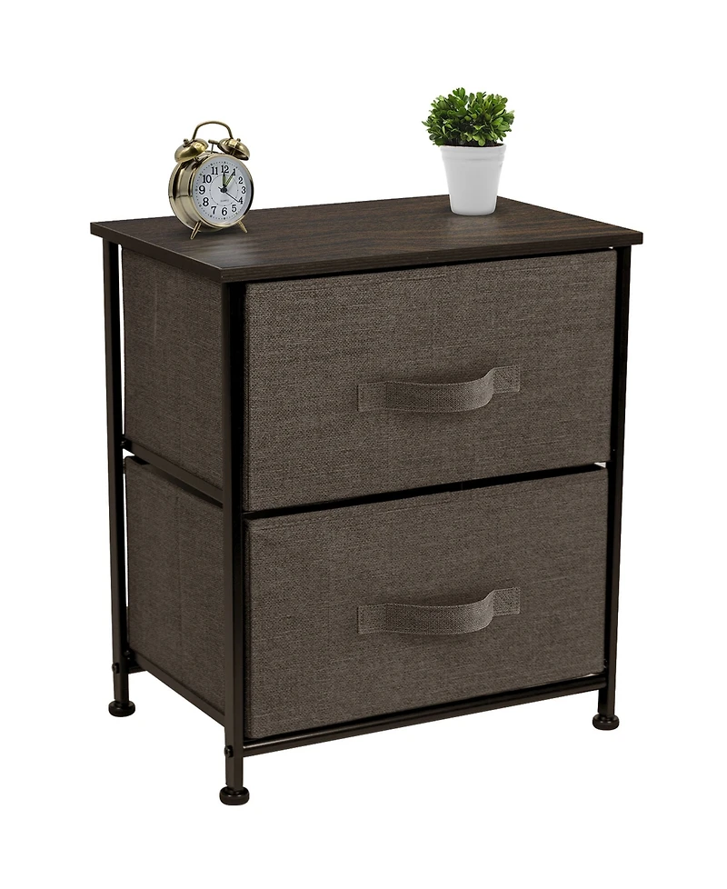 Sorbus Nightstand with 2 Drawers - Steel Frame, Wood Top & Easy Pull Fabric Bins Great for Home, Bedroom, Office College Dorm