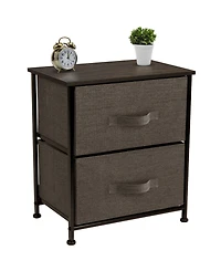 Sorbus Nightstand with 2 Drawers - Steel Frame, Wood Top & Easy Pull Fabric Bins Great for Home, Bedroom, Office College Dorm