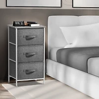 Sorbus Nightstand with 3 Drawers - Steel Frame, Wood Top & Easy Pull Fabric Bins Perfect for Home, Bedroom, Office College Dorm