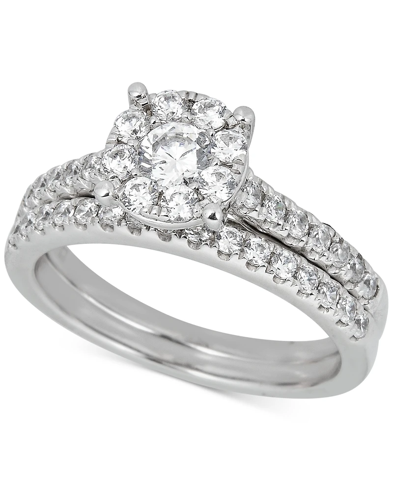 Diamond Halo Bridal Set (1 ct. t.w.) in 14k White Gold