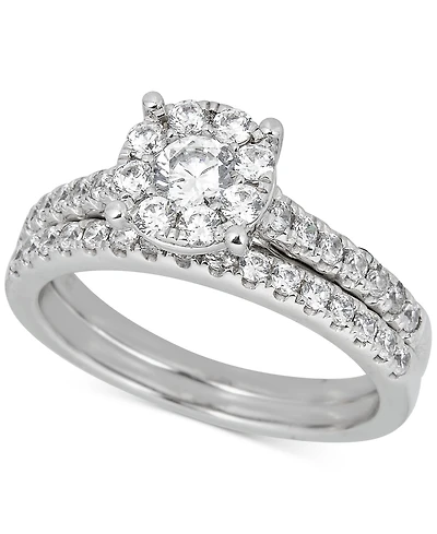 Diamond Halo Bridal Set (1 ct. t.w.) in 14k White Gold