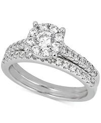 Diamond Halo Bridal Set (1 ct. t.w.) in 14k White Gold