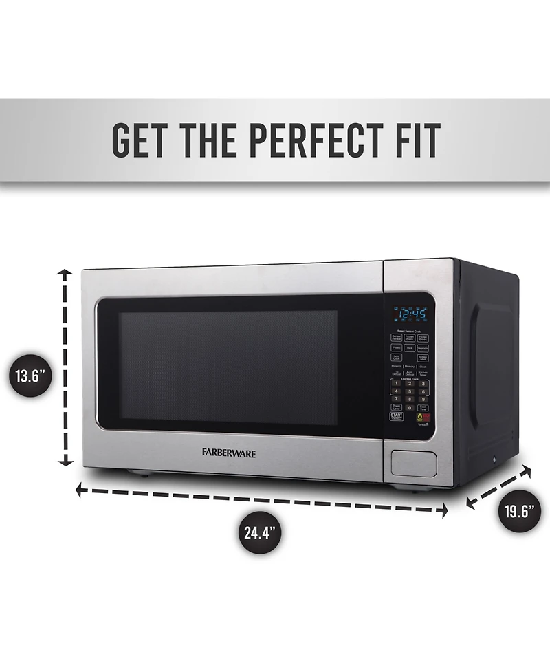Farberware Professional FMO22ABTBKA 2.2 Cu. Ft. 1200-Watt Microwave Oven with Smart Sensor Cooking, Stainless Steel