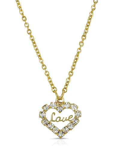 2028 14K Gold-tone Crystal Accented Love Heart Pendant Necklace