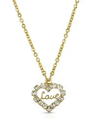 2028 14K Gold-tone Crystal Accented Love Heart Pendant Necklace
