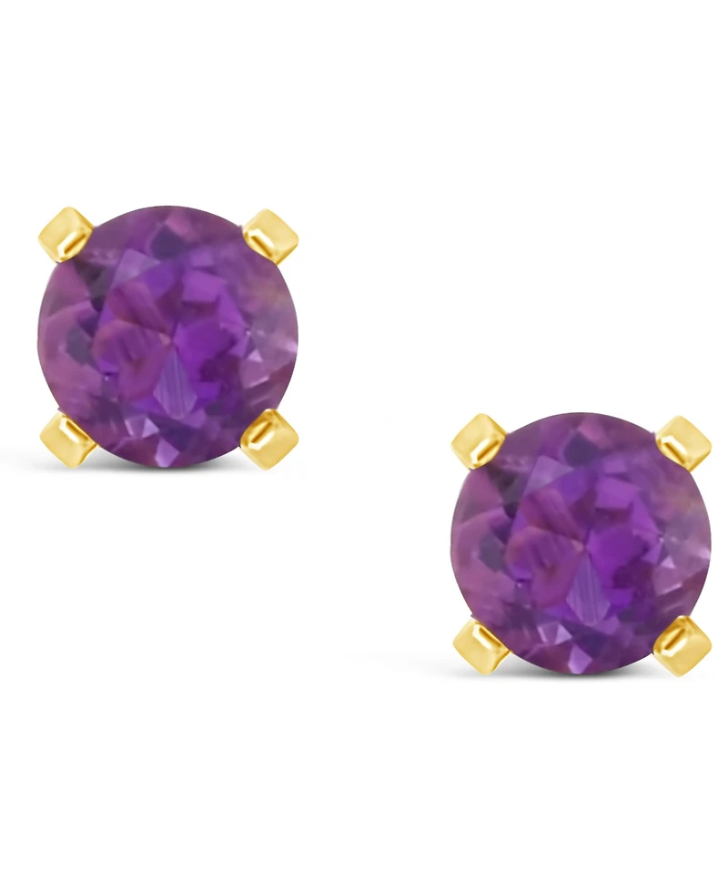 Gemstone Stud Earrings 14K Yellow Gold
