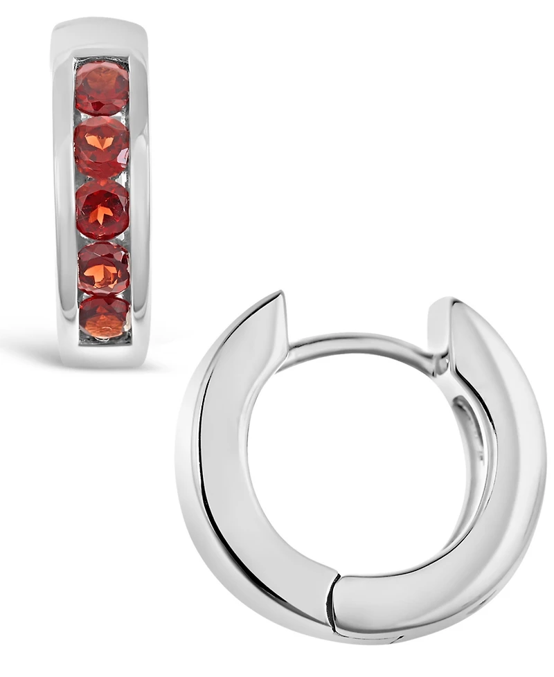 Garnet (1 ct. t.w.) Huggie Hoop Earrings in Sterling Silver (Also Available in Peridot)