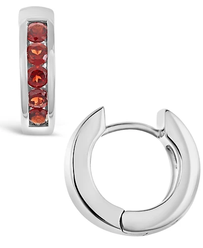 Garnet (1 ct. t.w.) Huggie Hoop Earrings in Sterling Silver (Also Available in Peridot)