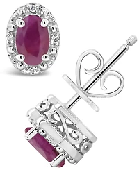 Ruby (1-1/5 ct. t.w.) and Diamond Accent Stud Earrings in Sterling Silver