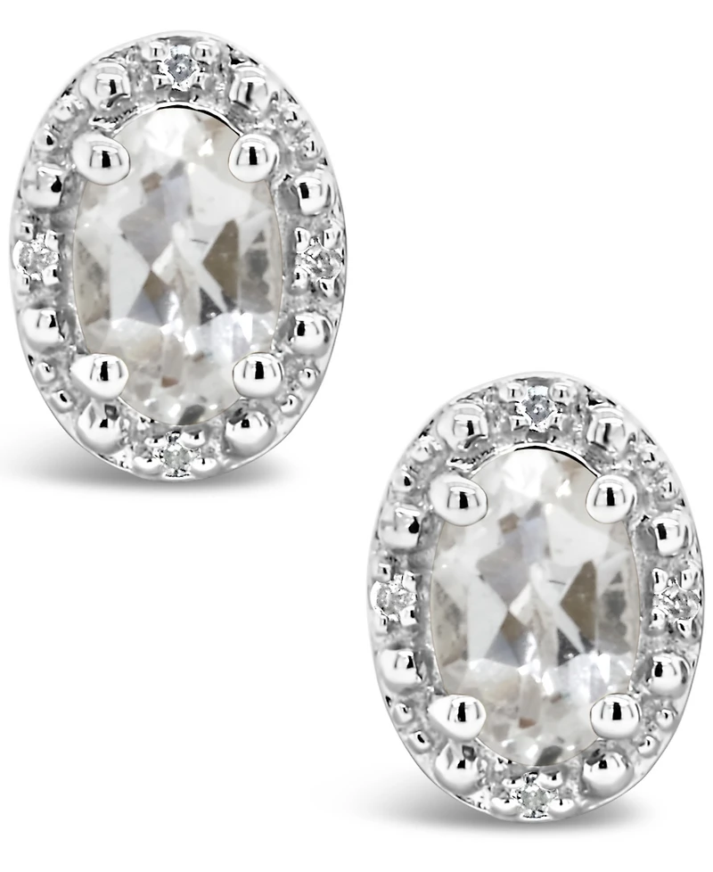 White Topaz (1-1/8 ct. t.w.) and Diamond Accent Stud Earrings in Sterling Silver