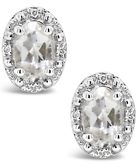 White Topaz (1-1/8 ct. t.w.) and Diamond Accent Stud Earrings in Sterling Silver