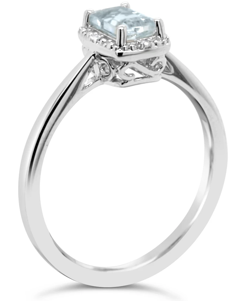 Gemstone and Diamond Accent Ring Sterling Silver