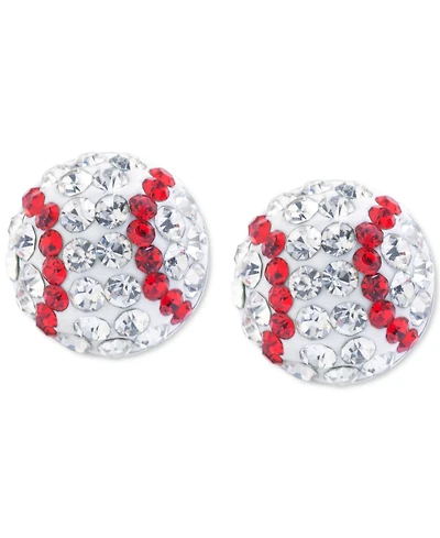 Pave Baseball Stud Earrings in Sterling Silver