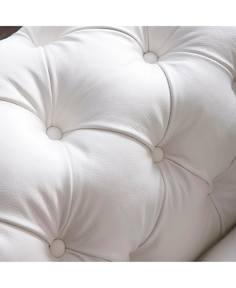 Alexandon Leather Chesterfield Tufted Sofa with Roll Arm