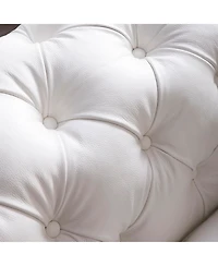 Alexandon Leather Chesterfield Tufted Sofa with Roll Arm