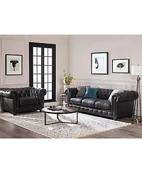 Alexandon Leather Chesterfield Tufted Sofa with Roll Arm