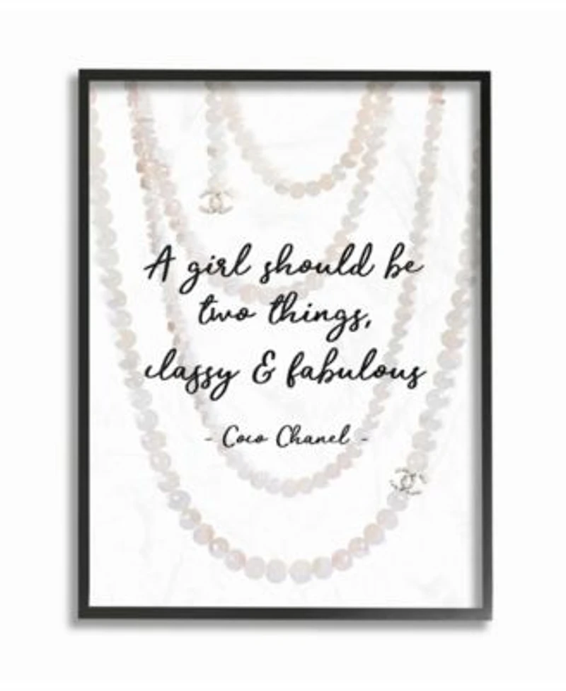 Stupell Industries Classy Fabulous Fashion Quote With Pearls Framed Texturized Art Collection