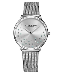 Stuhrling Women's Silver Tone Mesh Stainless Steel Bracelet Watch 38mm