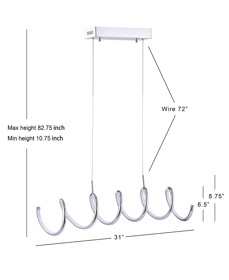 Ali 31" Dimmable Adjustable Integrated Led Linear Pendant