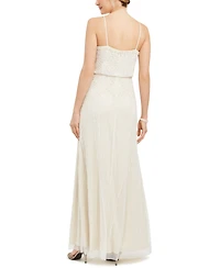 Adrianna Papell Women's Beaded Short-Sleeve Maxi Dress